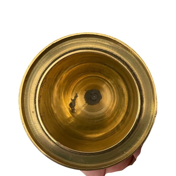 Vintage Brass Ginger Jar with Lid Christmas Tree/Holly Design Decor - Picture 8 of 10